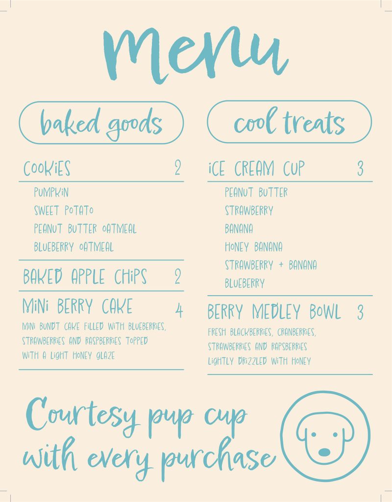 A student's work: menu design for food truck project, AR 441 Art Direction I