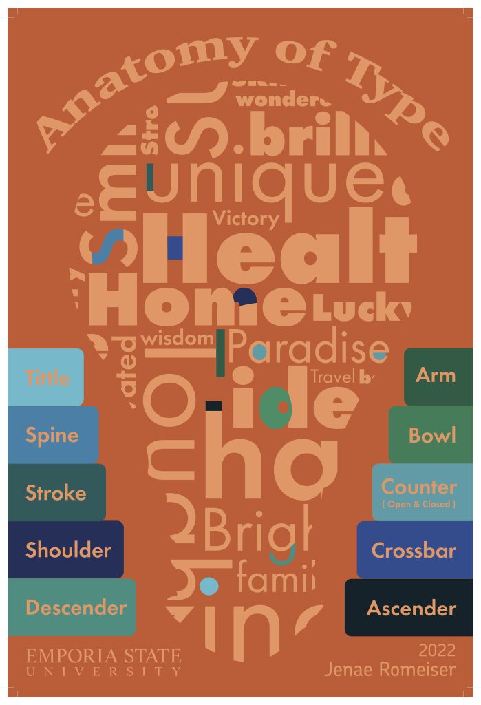 A student's work: poster design, AR 340 Type and Design